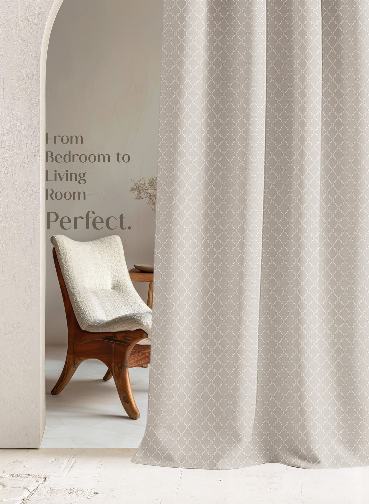 Teramo Jacquard Room Darkening Curtains | Crest Jacquard Weave | Sahara Beige | Set of 2 | Fully Customizable