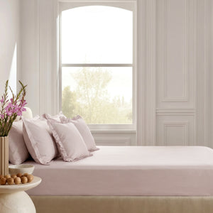 Home Crayons LuxeSoft™ Double Bedsheet Set | Oversized King | Includes 2 Pillow Covers & 2 Cushion Covers | Sakura Blush