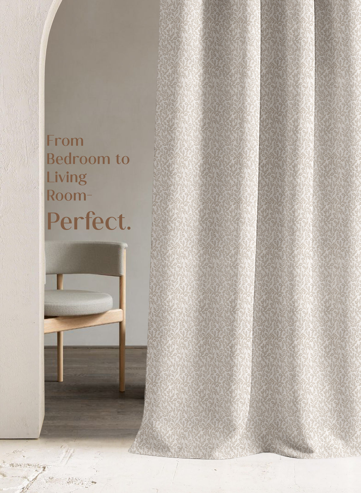 Eudora Jacquard Room Darkening Curtains | European Jacquard Weave | Oatleaf | Set of 2 | Fully Customizable