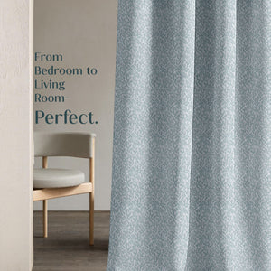 Eudora Jacquard Room Darkening Curtains | European Jacquard Weave | Twilight Aqua | Set of 2 | Fully Customizable