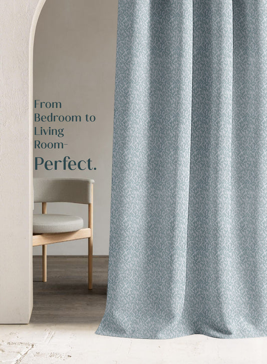 Eudora Jacquard Blackout Curtains | European Jacquard Weave & Total Light Block | Twilight Aqua | Set of 2 | Fully Customizable