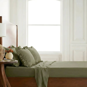 Home Crayons LuxeSoft™ Double Bedsheet Set | Oversized King | Includes 2 Pillow Covers & 2 Cushion Covers | Olive Grove