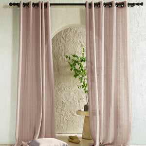Evok Striped Sheer Curtains | Subtle Stripes & Soft Light Filter | Dark Beige | Set of 2 | Fully Customizable