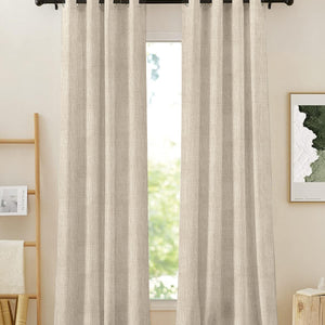 Elora Textured Room Darkening Curtains | Minimal Design | Off White | Set of 2 | Fully Customizable