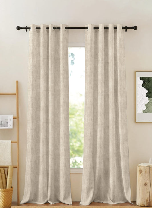 Elora Textured Blackout Curtains | Minimal Design & Total Light Block | Off White | Set of 2 | Fully Customizable