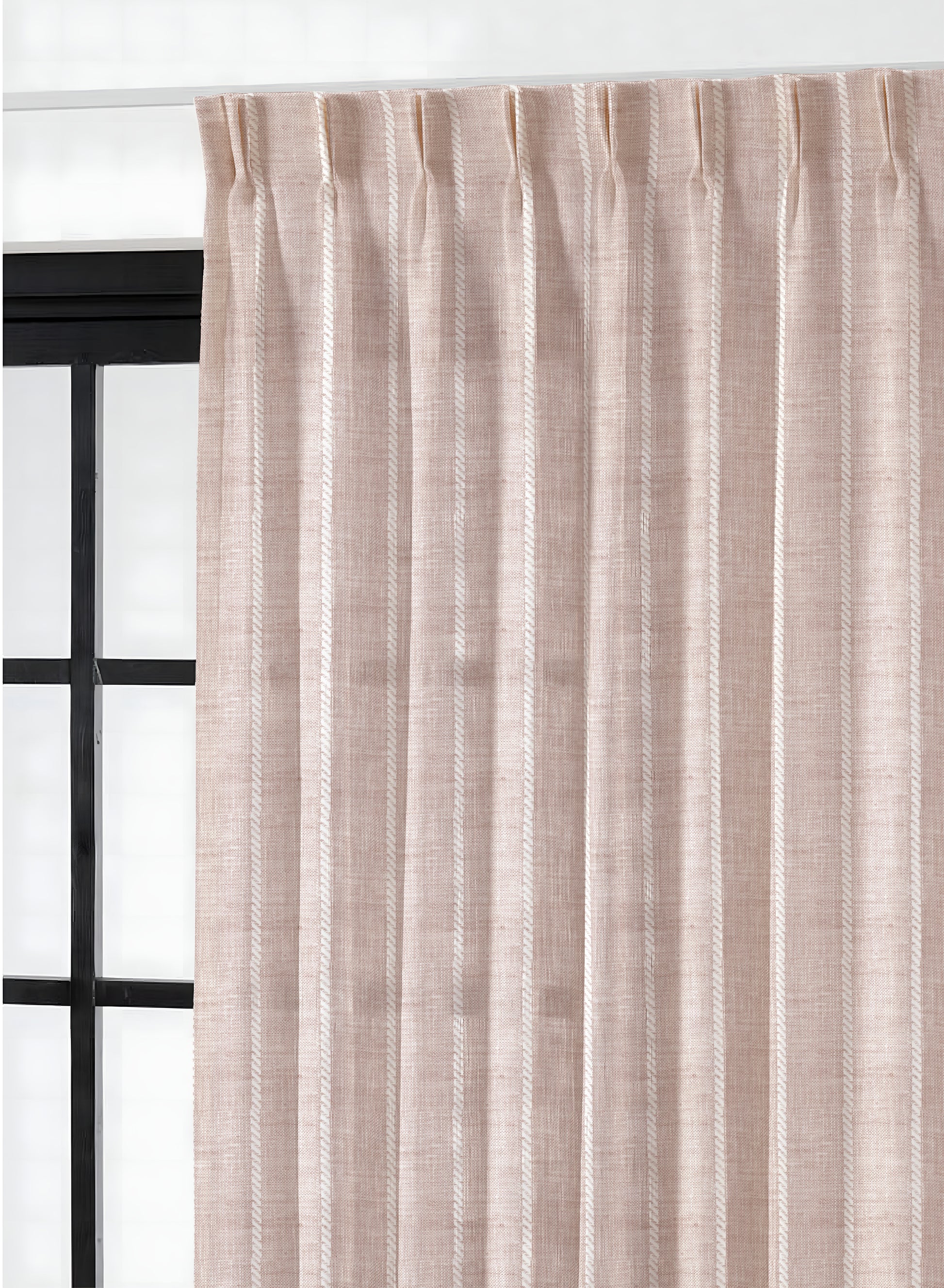 Evok Striped Sheer Curtains | Subtle Stripes & Soft Light Filter | Dark Beige | Set of 2 | Fully Customizable