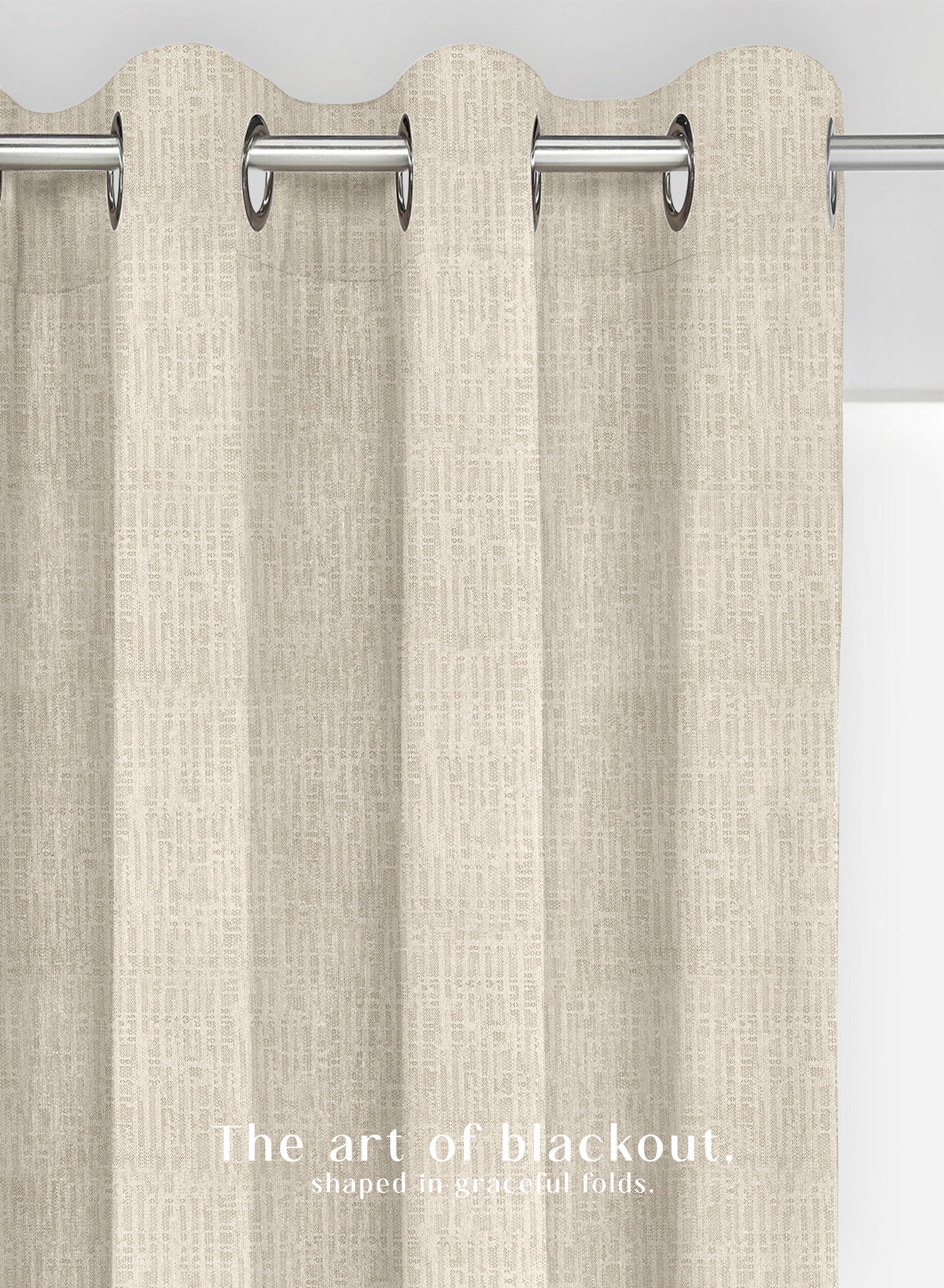 Elora Textured Blackout Curtains | Minimal Design & Total Light Block | Off White | Set of 2 | Fully Customizable
