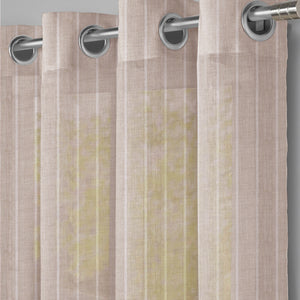Evok Striped Sheer Curtains | Subtle Stripes & Soft Light Filter | Dark Beige | Set of 2 | Fully Customizable