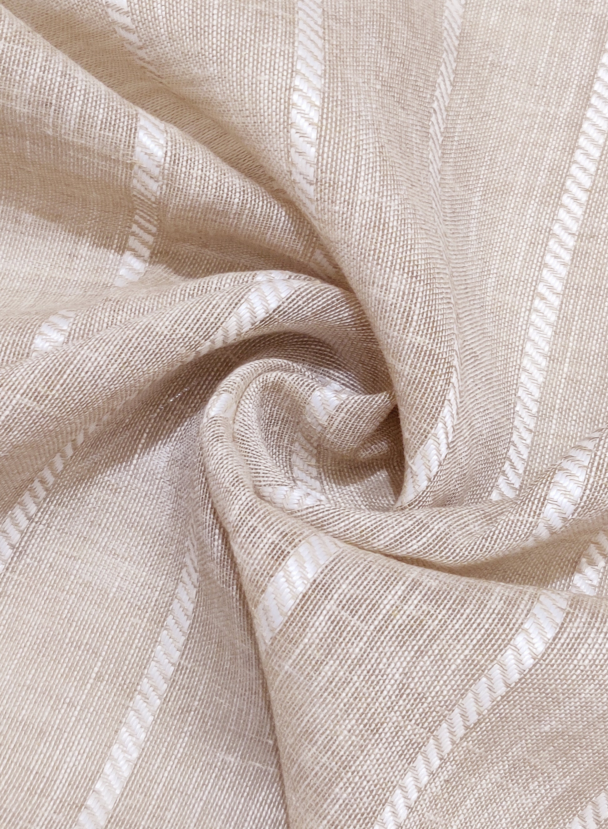 Evok Striped Sheer Curtains | Subtle Stripes & Soft Light Filter | Dark Beige | Set of 2 | Fully Customizable