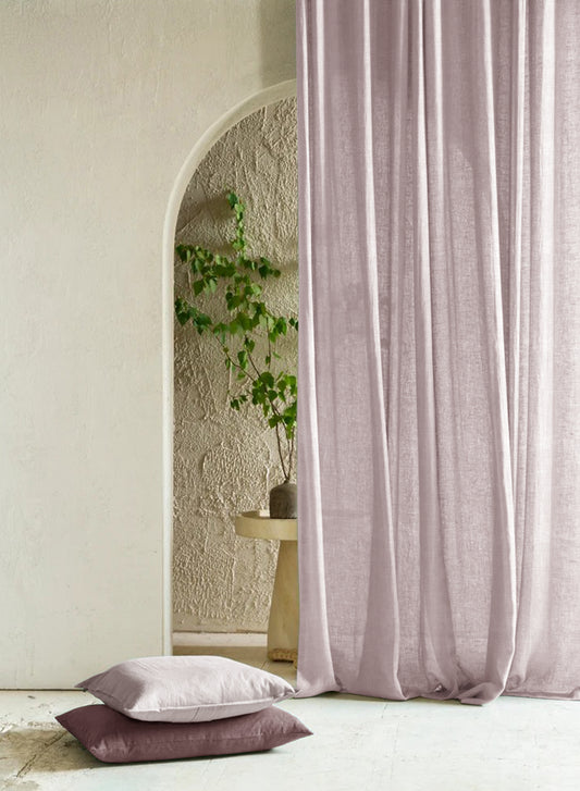 Amore Plain Sheer Curtains | Ash Brown | Set of 2