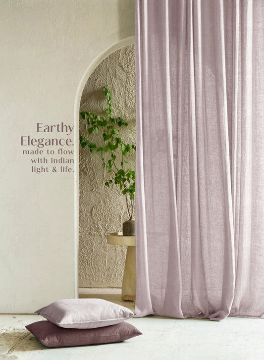 Amore Plain Sheer Curtains | Airy Elegance & Soft Light Filter | Ash Brown | Set of 2 | Fully Customizable