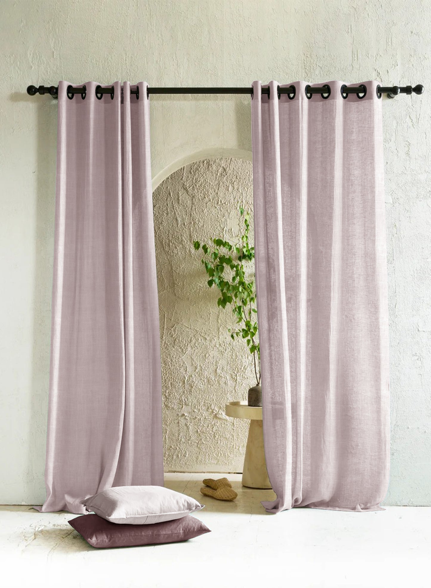 Amore Plain Sheer Curtains | Ash Brown | Set of 2