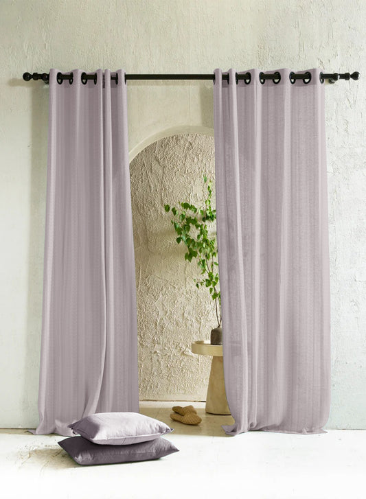 Amore Striped Sheer Curtains | Gray | Set of 2