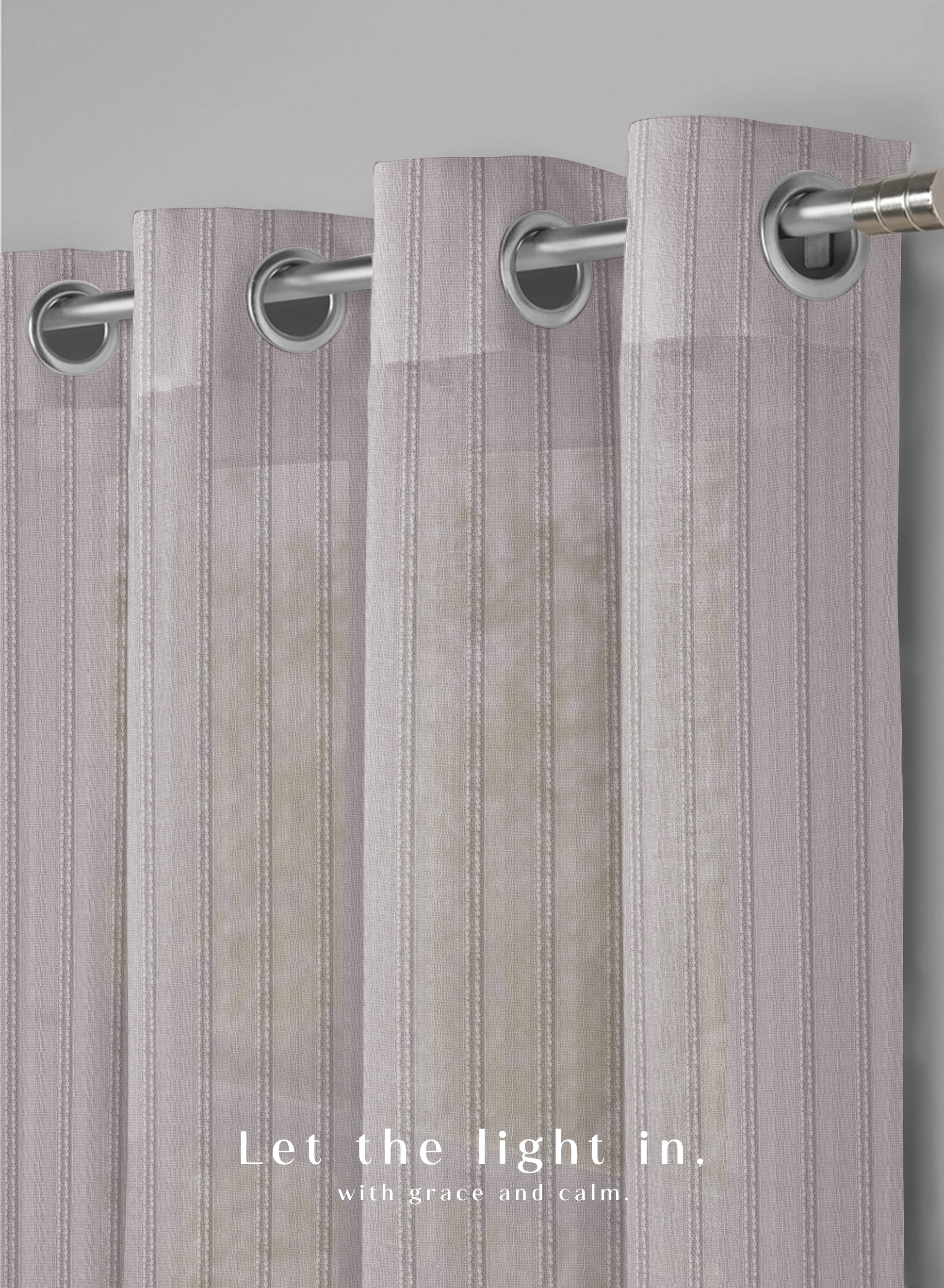 Amore Striped Sheer Curtains | Airy Elegance & Soft Light Filter | Gray | Set of 2 | Fully Customizable