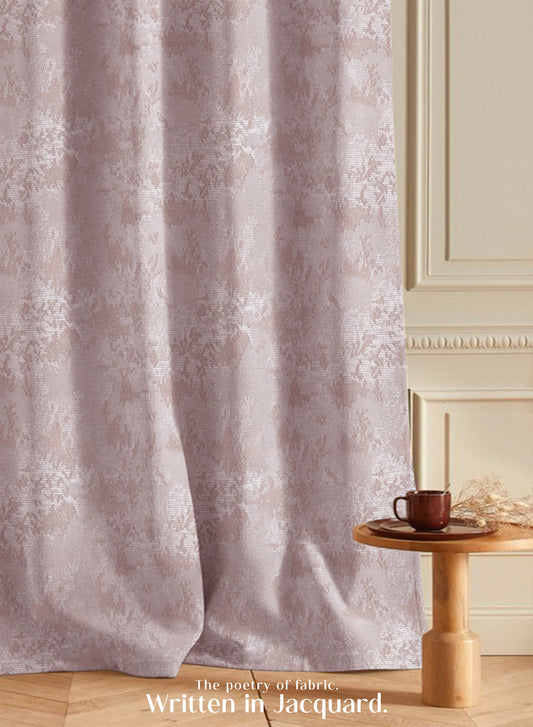 Bern Jacquard Room Darkening Curtains | Artistic Abstract Pattern | Deep Blush | Set of 2 | Fully Customizable