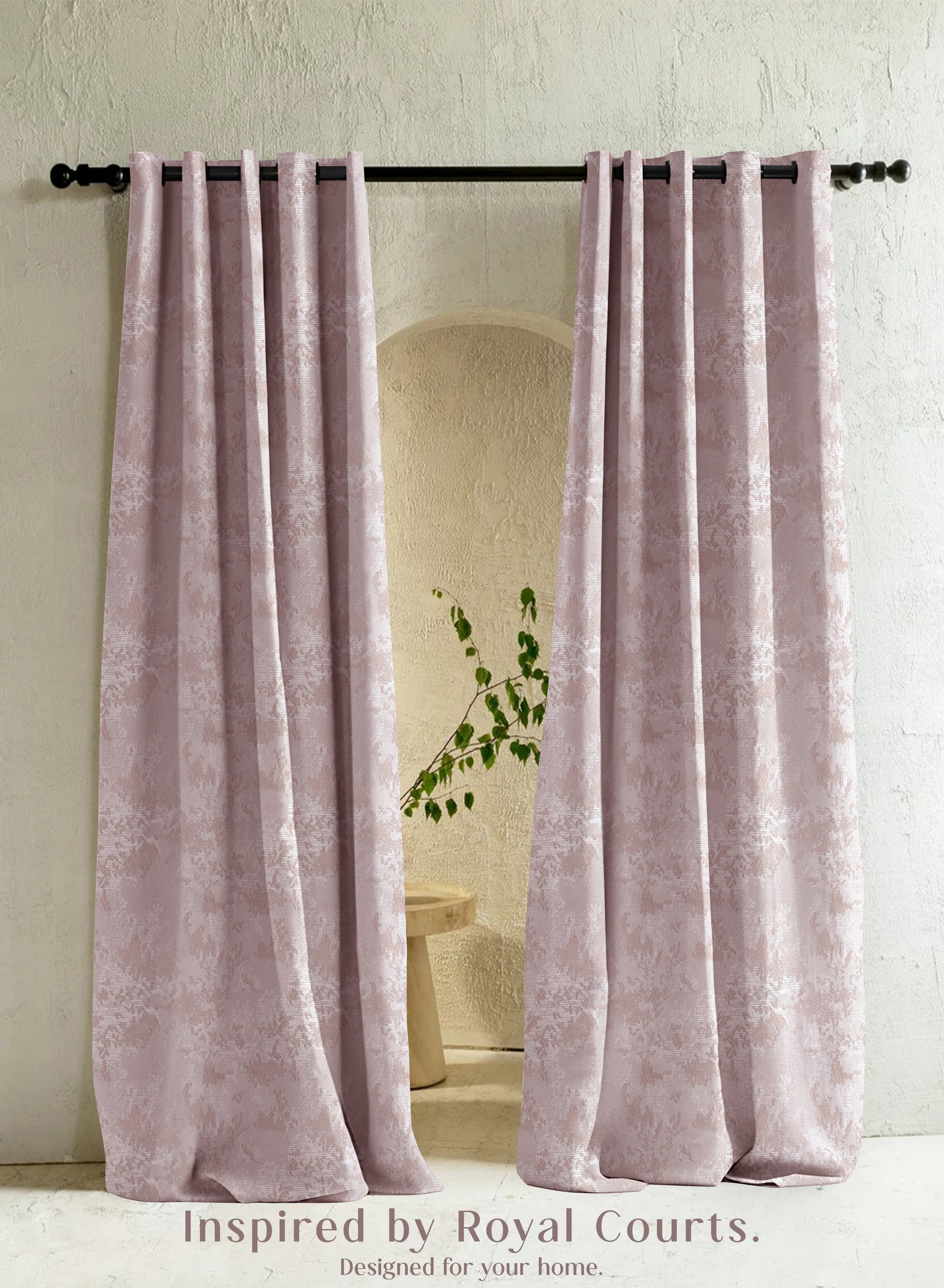 Bern Jacquard Room Darkening Curtains | Artistic Abstract Pattern | Deep Blush | Set of 2 | Fully Customizable
