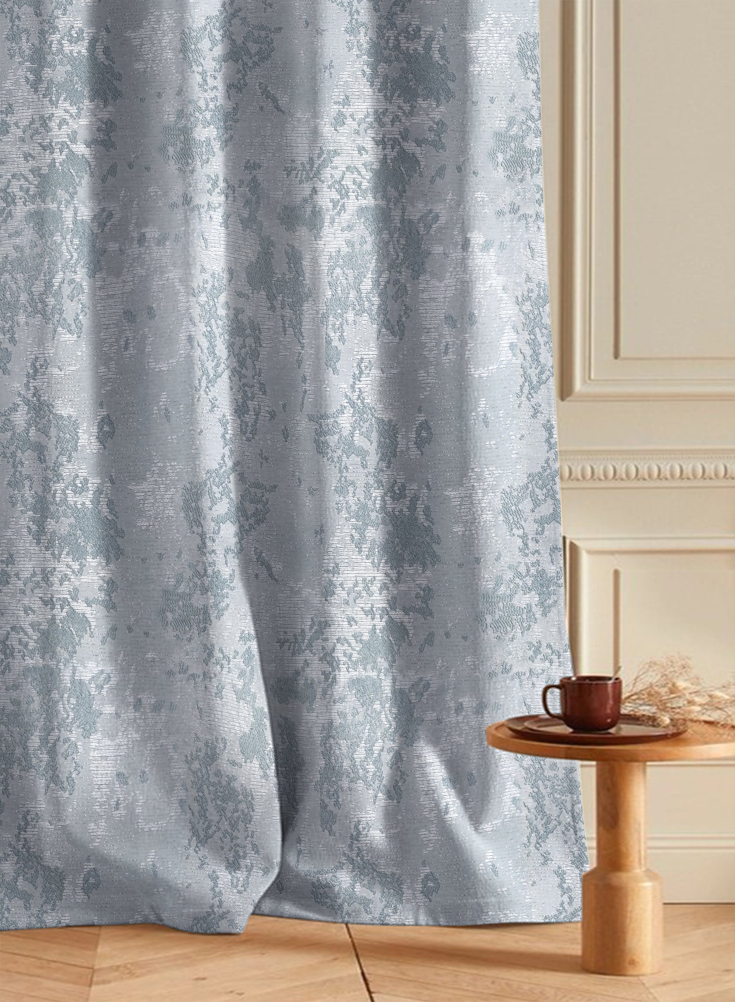 Bern Jacquard Room Darkening Curtains | Arctic Blue | Set of 2 (Pattern 3)