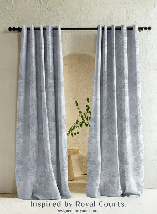 Bern Jacquard Room Darkening Curtains | Artistic Abstract Pattern | Arctic Blue | Set of 2 | Fully Customizable