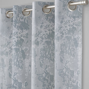 Bern Jacquard Blackout Curtains | Artistic Abstract Pattern & Total Light Block | Arctic Blue | Set of 2 | Fully Customizable