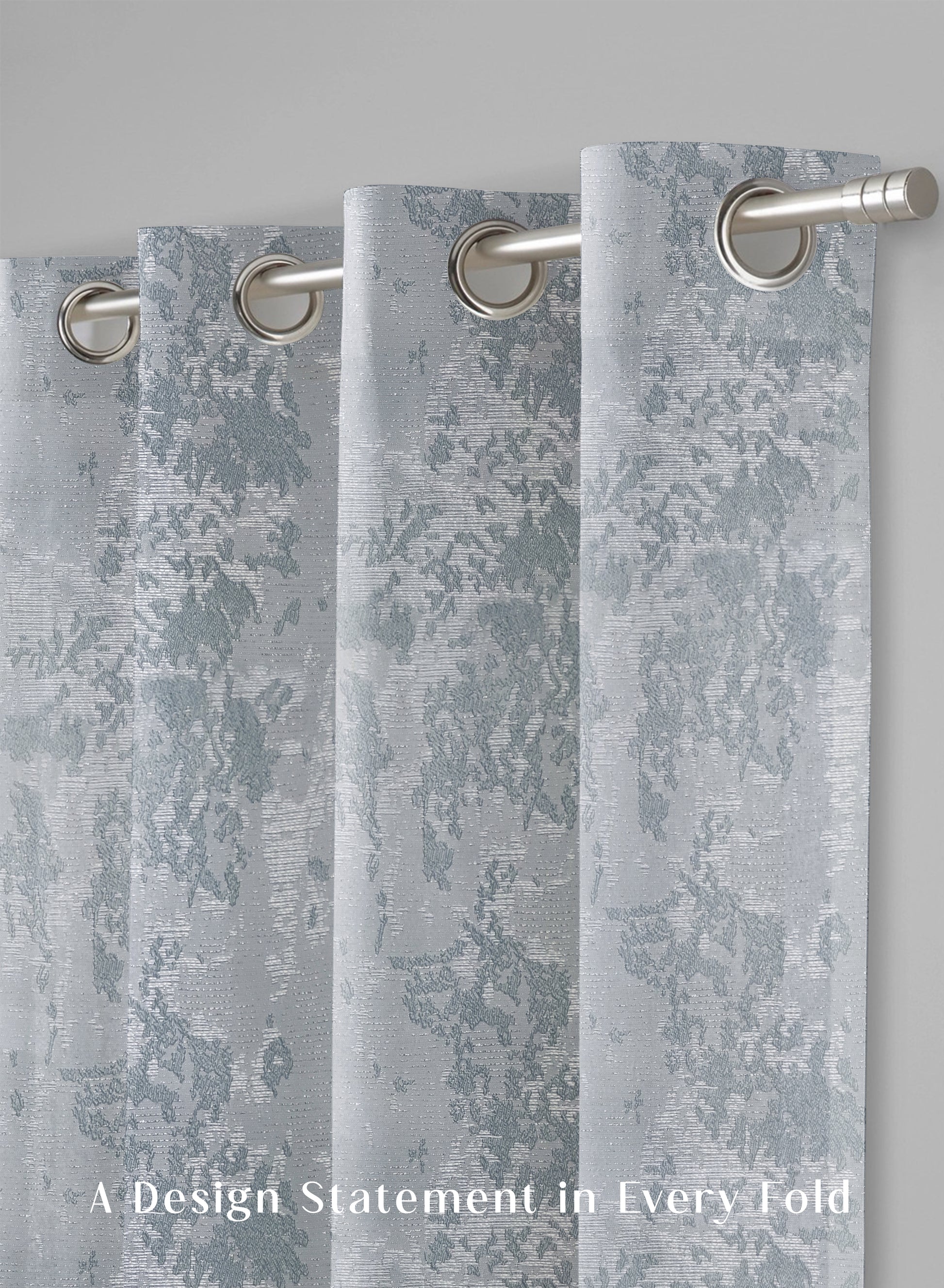 Bern Jacquard Room Darkening Curtains | Artistic Abstract Pattern | Arctic Blue | Set of 2 | Fully Customizable