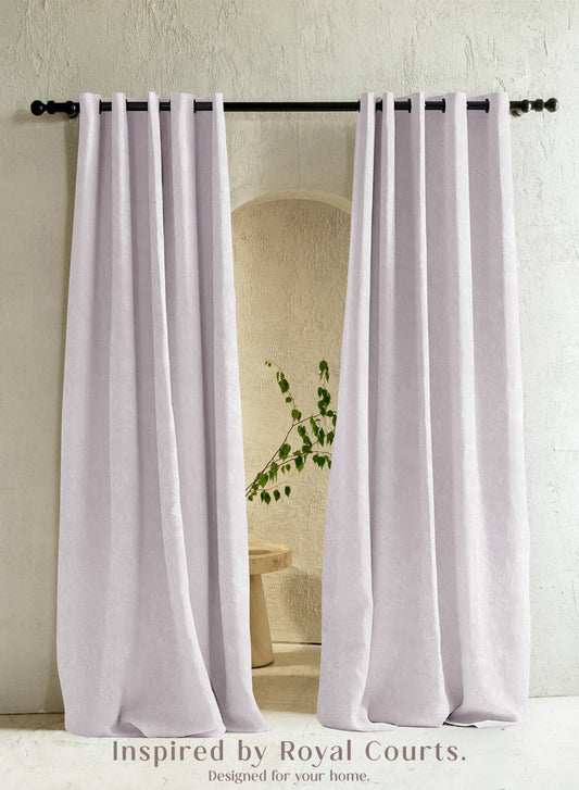 Bern Jacquard Blackout Curtains | Artistic Abstract Pattern & Total Light Block | Snow White | Set of 2 | Fully Customizable