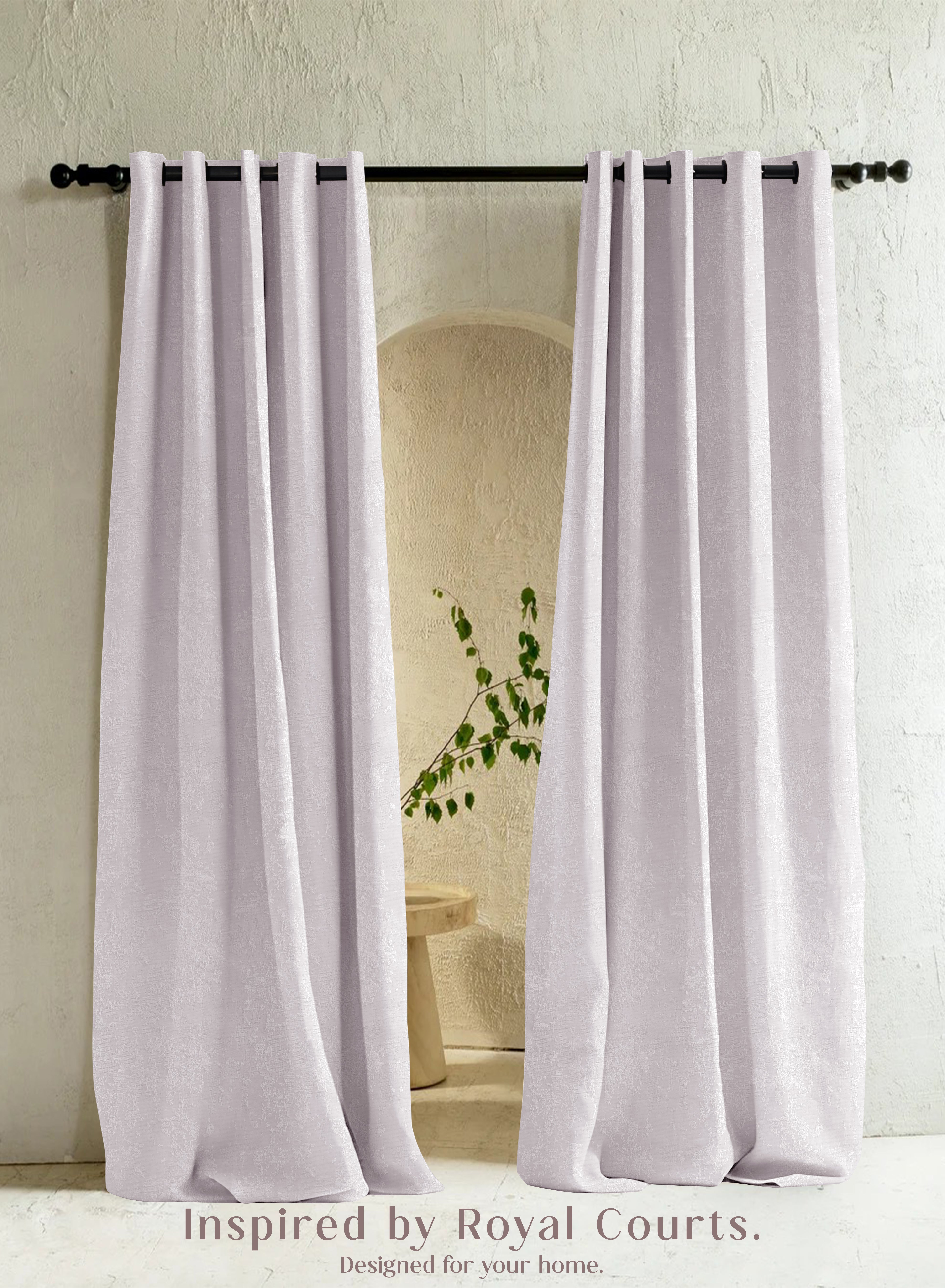 Bern Jacquard Room Darkening Curtains | Artistic Abstract Pattern | Snow White | Set of 2 | Fully Customizable