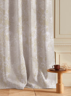 Bern Jacquard Room Darkening Curtains | Pastel Yellow | Set of 2 (Pattern 3)