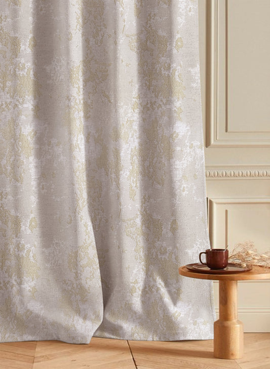 Bern Jacquard Room Darkening Curtains | Pastel Yellow | Set of 2 (Pattern 3)