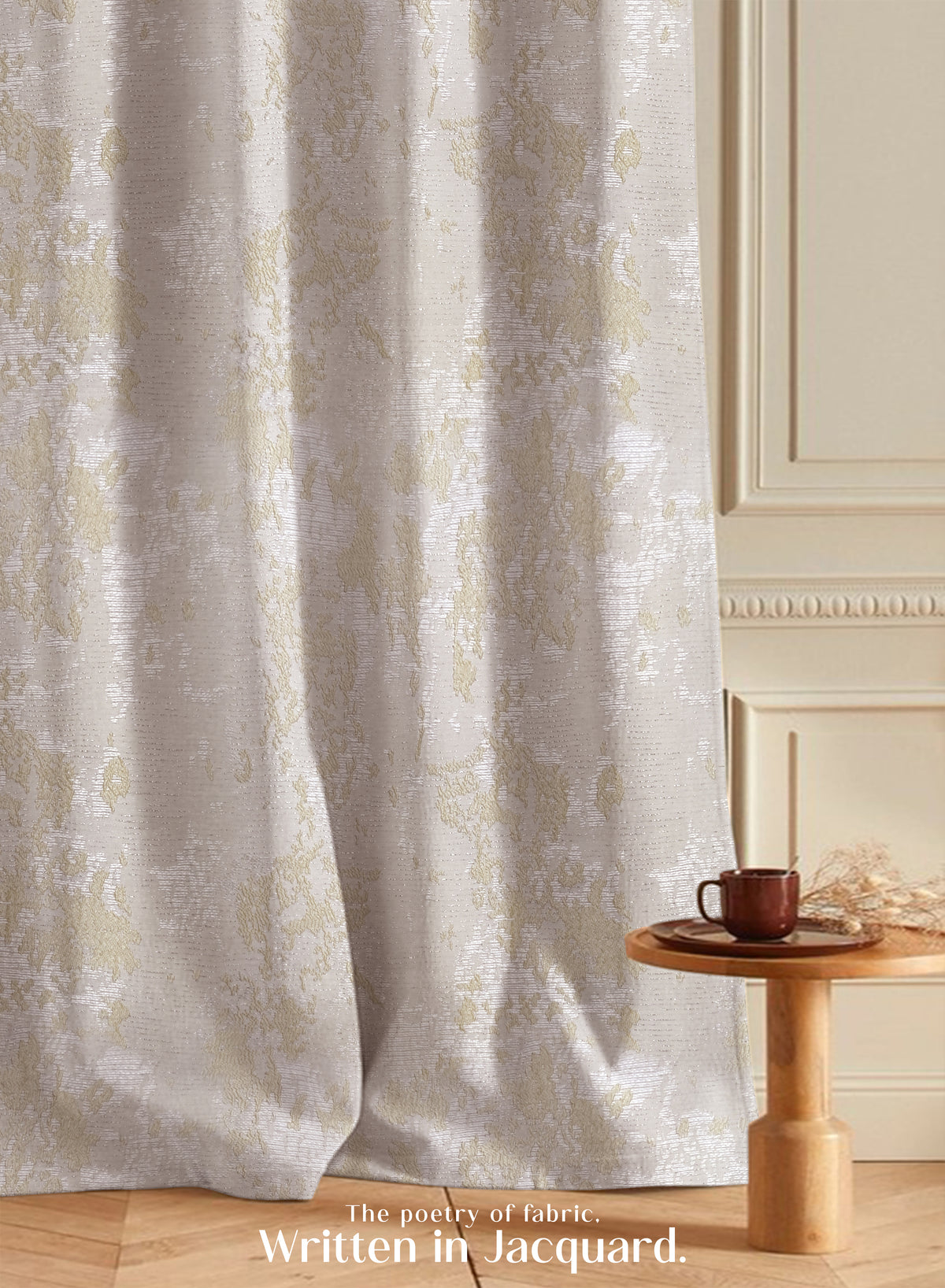 Bern Jacquard Blackout Curtains | Artistic Abstract Pattern & Total Light Block | Pastel Yellow | Set of 2 | Fully Customizable