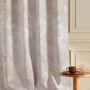 Bern Jacquard Blackout Curtains | Artistic Abstract Pattern & Total Light Block | Pastel Yellow | Set of 2 | Fully Customizable