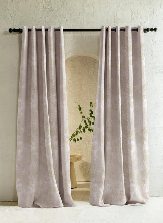 Bern Jacquard Room Darkening Curtains | Pastel Yellow | Set of 2 (Pattern 3)