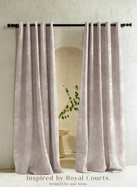 Bern Jacquard Blackout Curtains | Artistic Abstract Pattern & Total Light Block | Pastel Yellow | Set of 2 | Fully Customizable