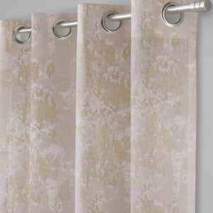 Bern Jacquard Blackout Curtains | Artistic Abstract Pattern & Total Light Block | Pastel Yellow | Set of 2 | Fully Customizable