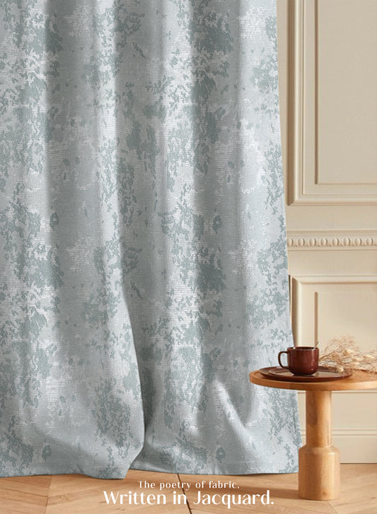 Bern Jacquard Room Darkening Curtains | Artistic Abstract Pattern | Sea Green | Set of 2 | Fully Customizable