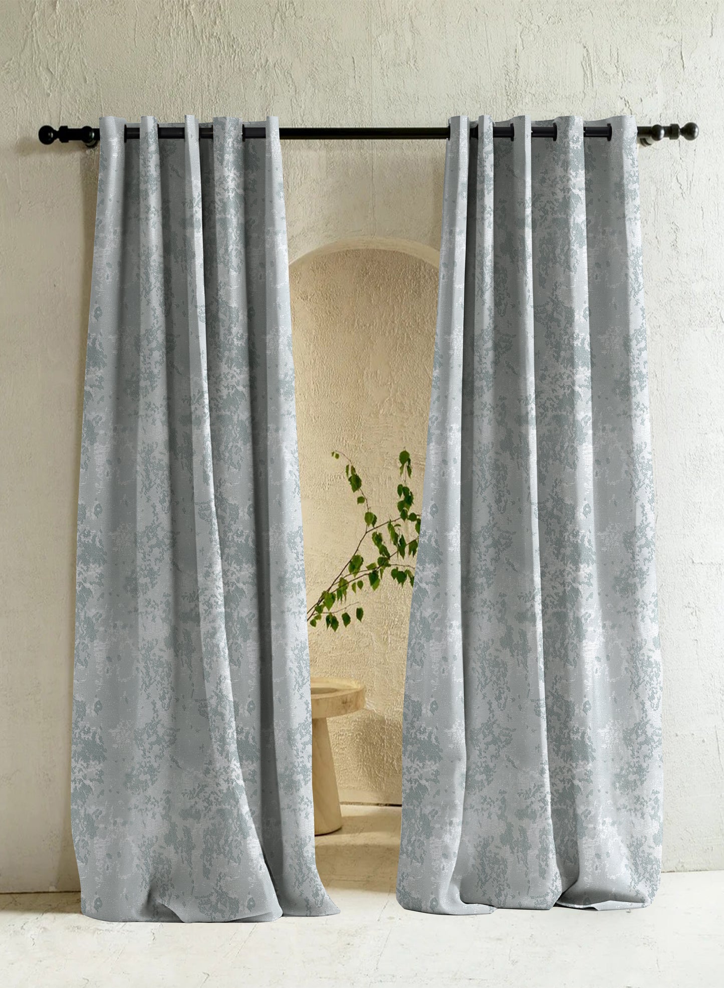 Bern Jacquard Room Darkening Curtains | Sea Green | Set of 2 (Pattern 3)