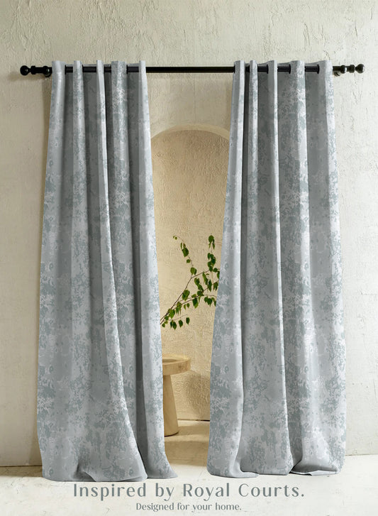 Bern Jacquard Room Darkening Curtains | Artistic Abstract Pattern | Sea Green | Set of 2 | Fully Customizable