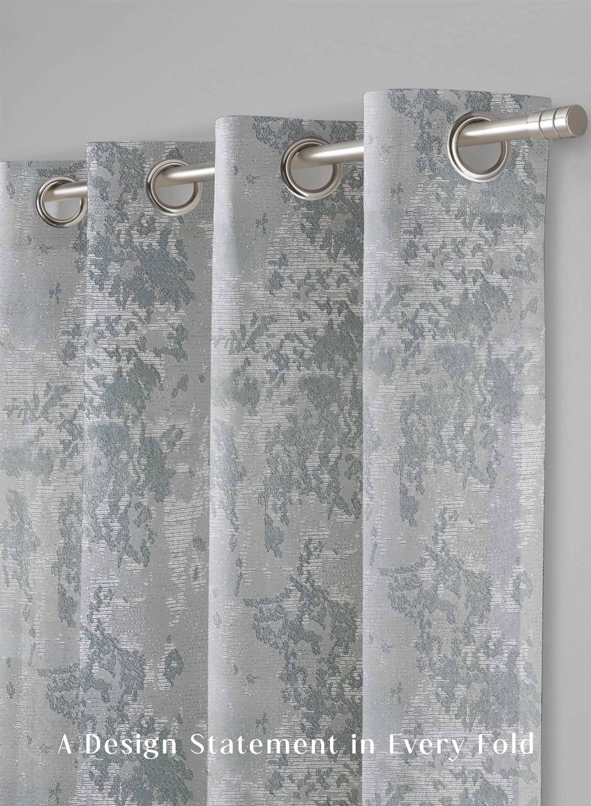 Bern Jacquard Blackout Curtains | Artistic Abstract Pattern & Total Light Block | Sea Green | Set of 2 | Fully Customizable