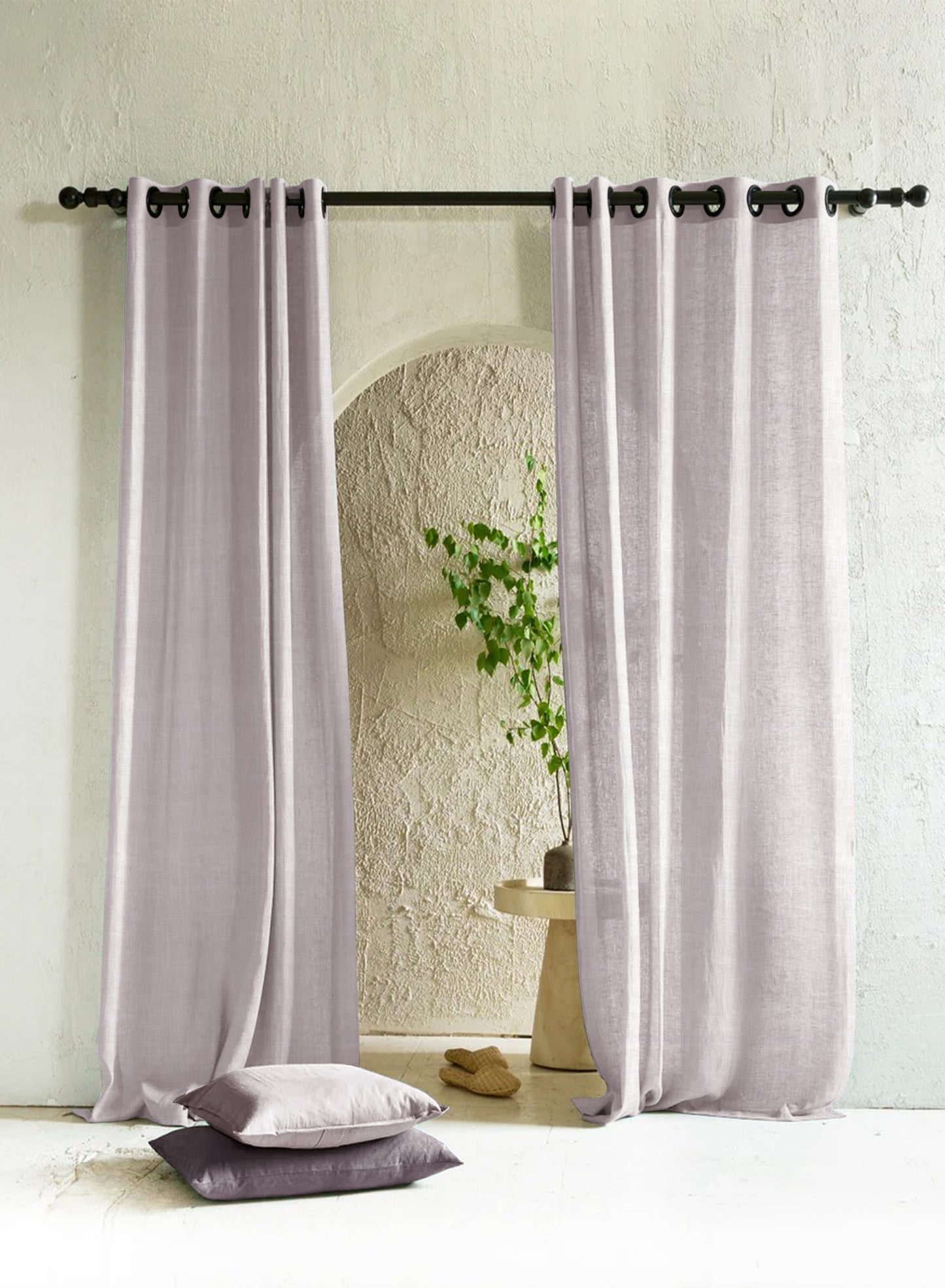 Amore Plain Sheer Curtains | Gray | Set of 2