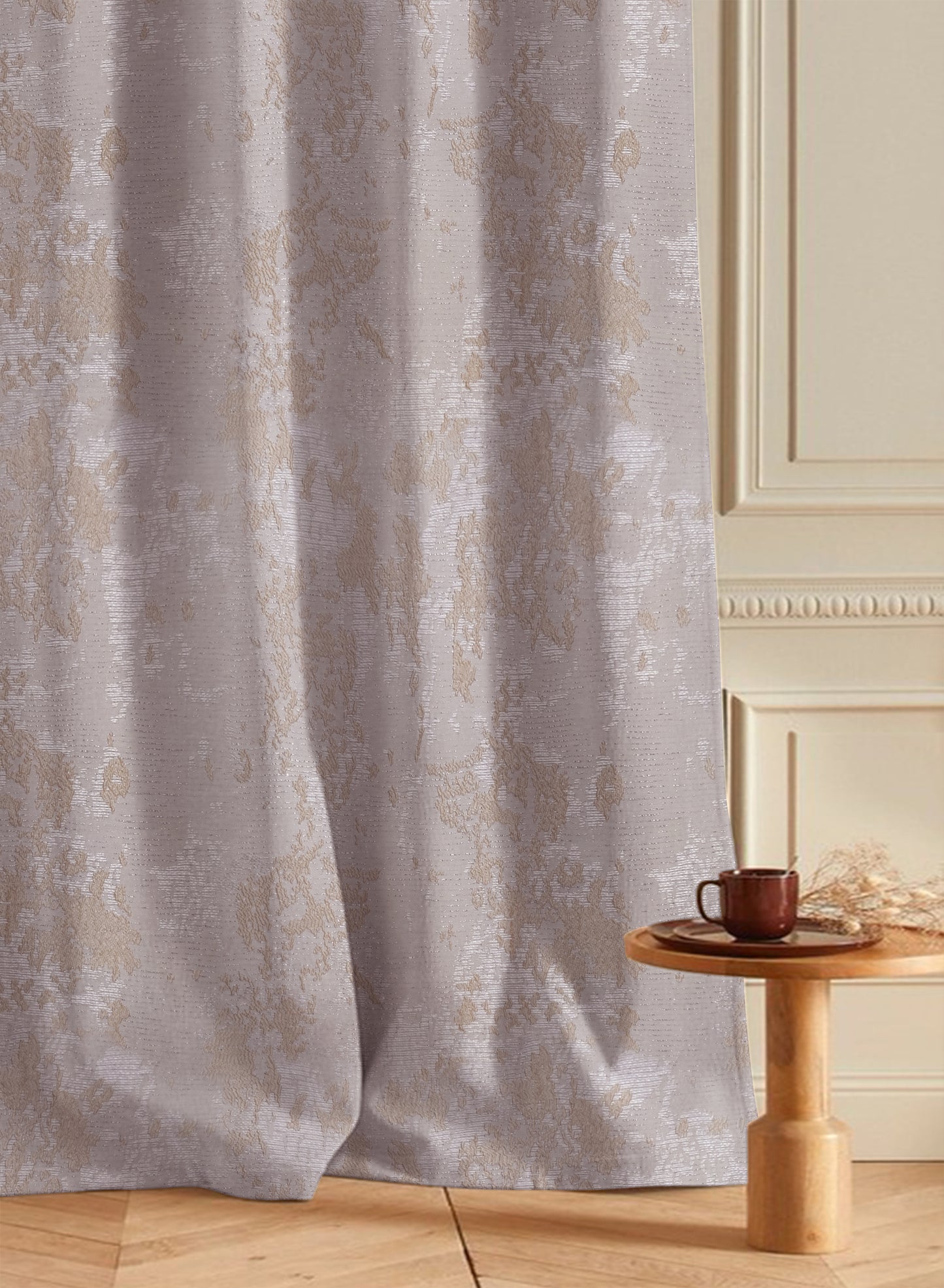 Bern Jacquard Room Darkening Curtains | Soft Brown | Set of 2 (Pattern 3)