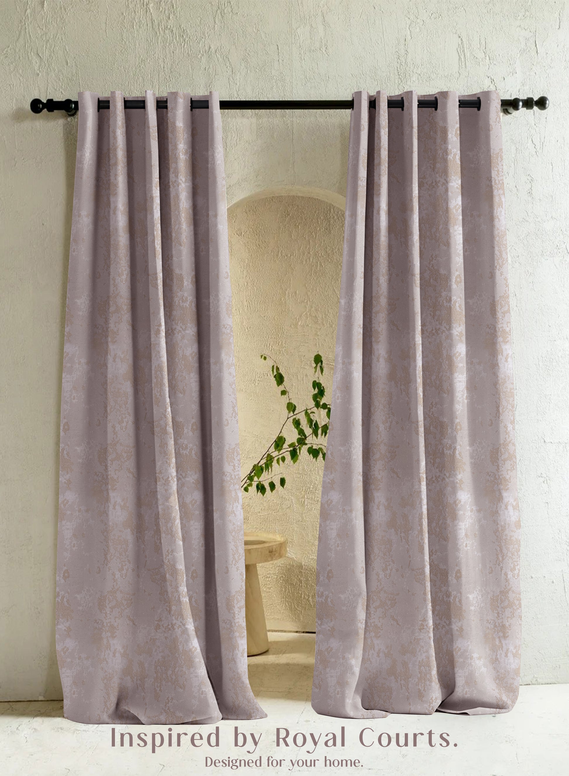 Bern Jacquard Room Darkening Curtains | Artistic Abstract Pattern | Soft Brown | Set of 2 | Fully Customizable