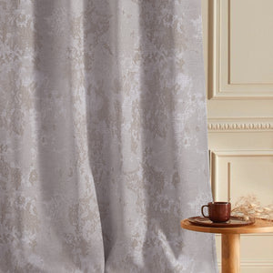 Bern Jacquard Room Darkening Curtains | Artistic Abstract Pattern | Light Khaki | Set of 2 | Fully Customizable