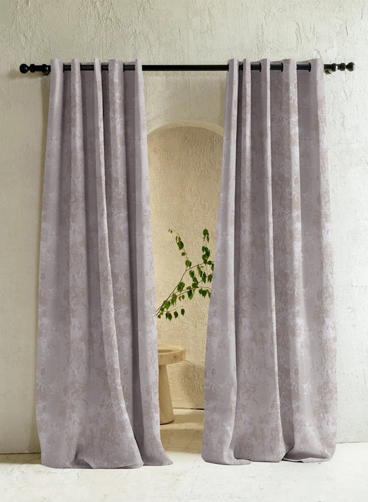 Bern Jacquard Room Darkening Curtains | Light Khaki | Set of 2 (Pattern 3)