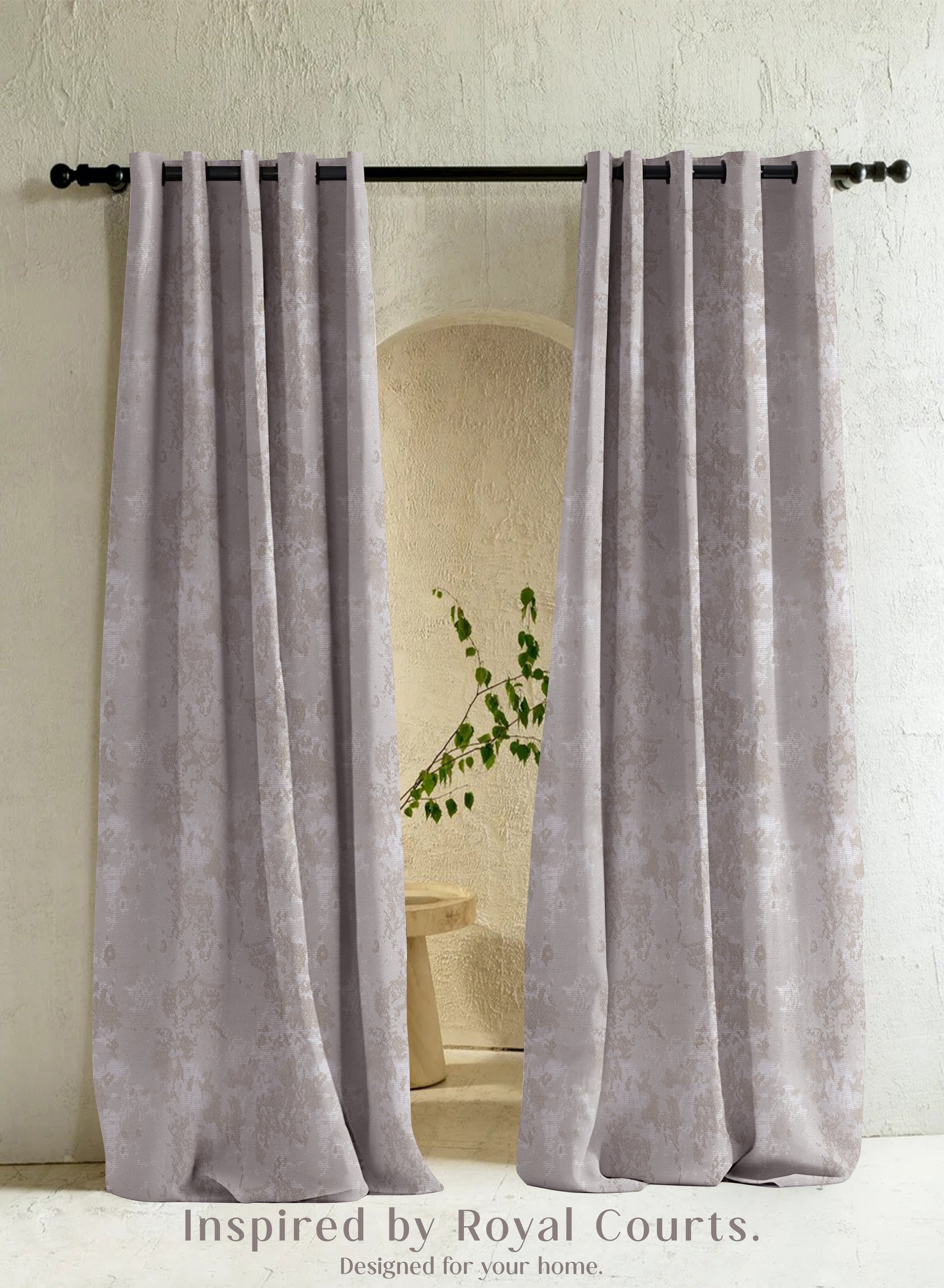 Bern Jacquard Room Darkening Curtains | Artistic Abstract Pattern | Light Khaki | Set of 2 | Fully Customizable