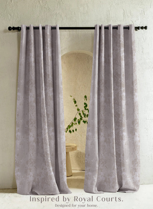 Bern Jacquard Room Darkening Curtains | Artistic Abstract Pattern | Light Khaki | Set of 2 | Fully Customizable