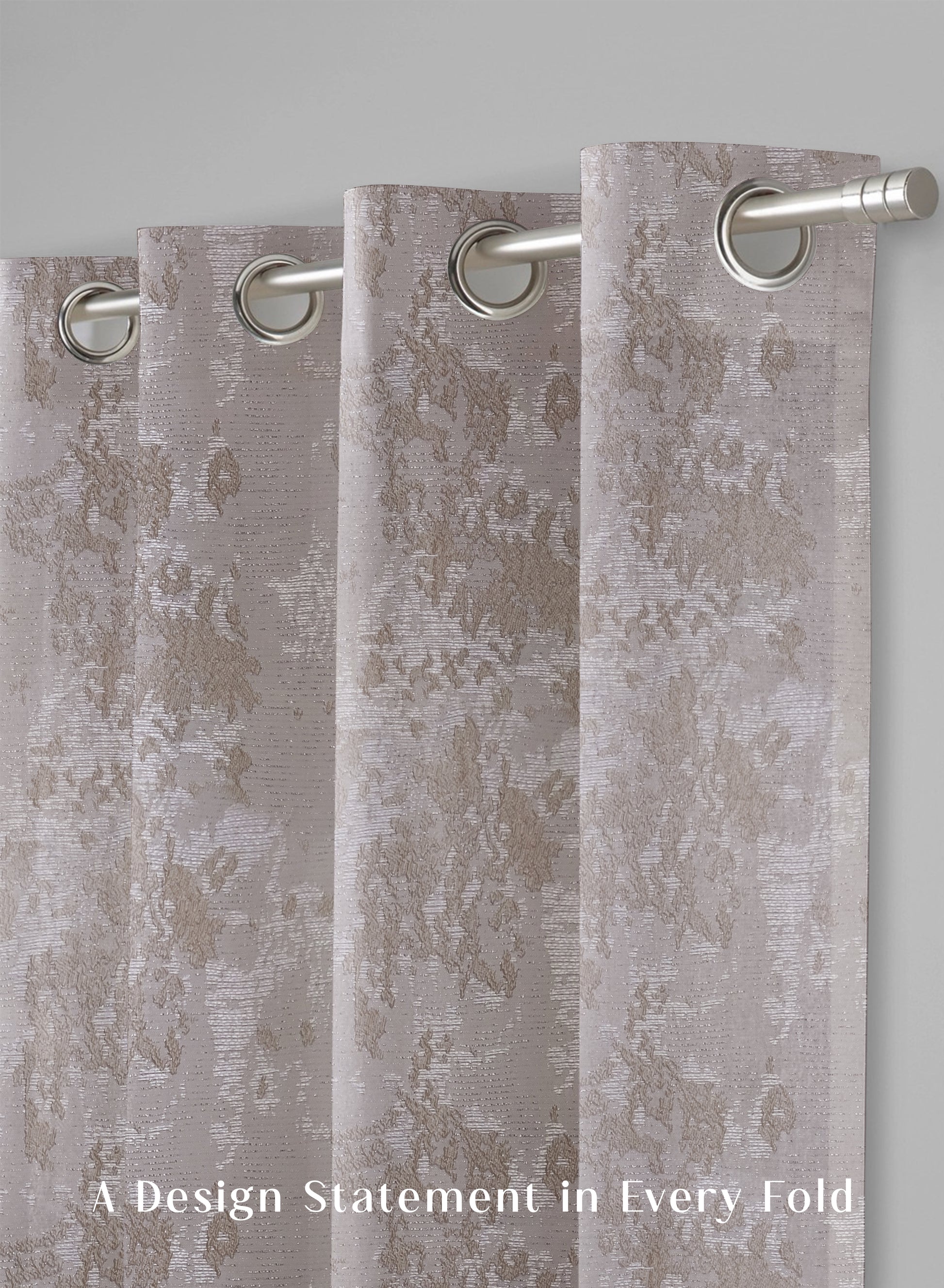 Bern Jacquard Room Darkening Curtains | Artistic Abstract Pattern | Light Khaki | Set of 2 | Fully Customizable