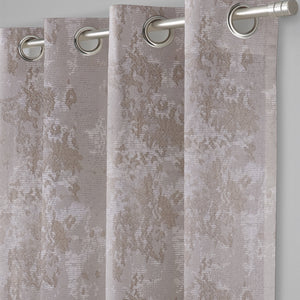 Bern Jacquard Room Darkening Curtains | Artistic Abstract Pattern | Light Khaki | Set of 2 | Fully Customizable
