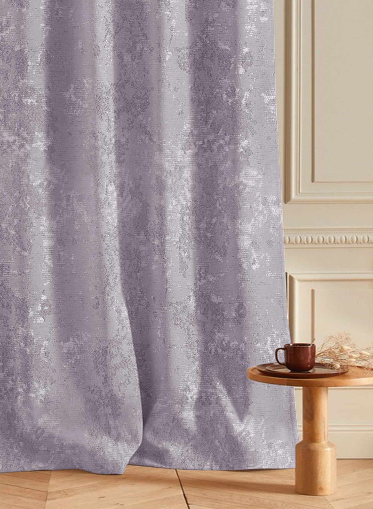 Bern Jacquard Room Darkening Curtains | Lavender Gray | Set of 2 (Pattern 3)