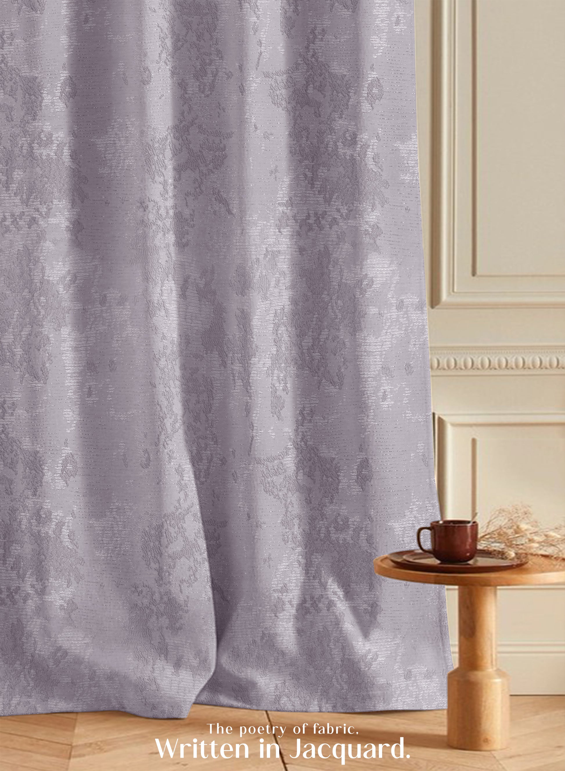 Bern Jacquard Blackout Curtains | Artistic Abstract Pattern & Total Light Block | Lavender Gray | Set of 2 | Fully Customizable