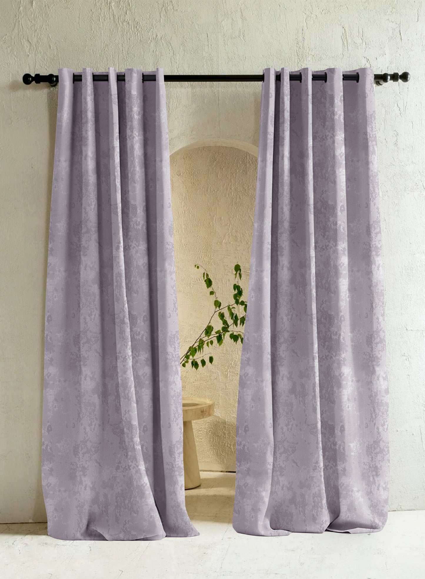 Bern Jacquard Room Darkening Curtains | Lavender Gray | Set of 2 (Pattern 3)