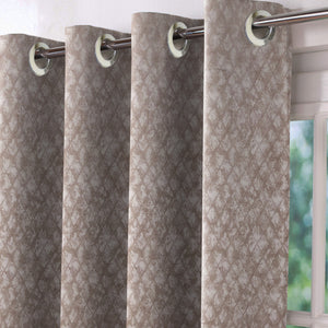 Elwana Jacquard Blackout Curtains | Brown | Set of 2 (Pattern 1)